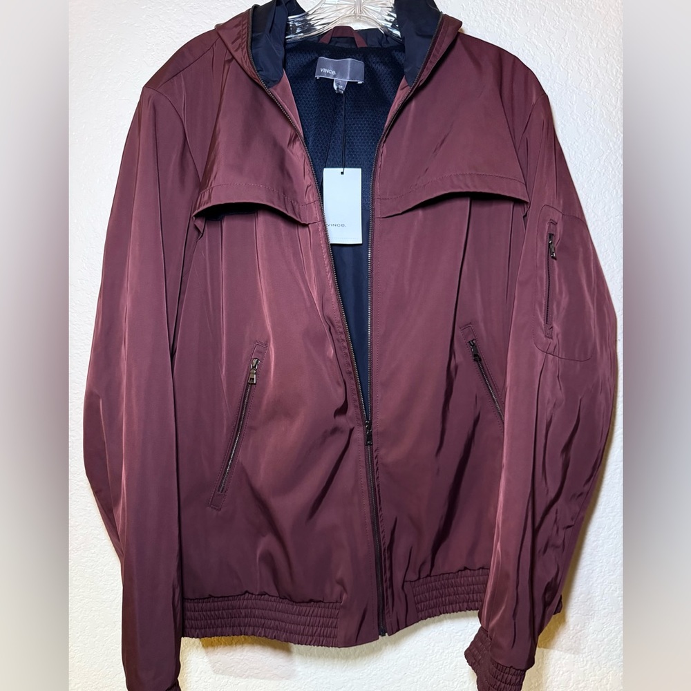 Vince Burgundy Men’s Hooded All Weather Jacket